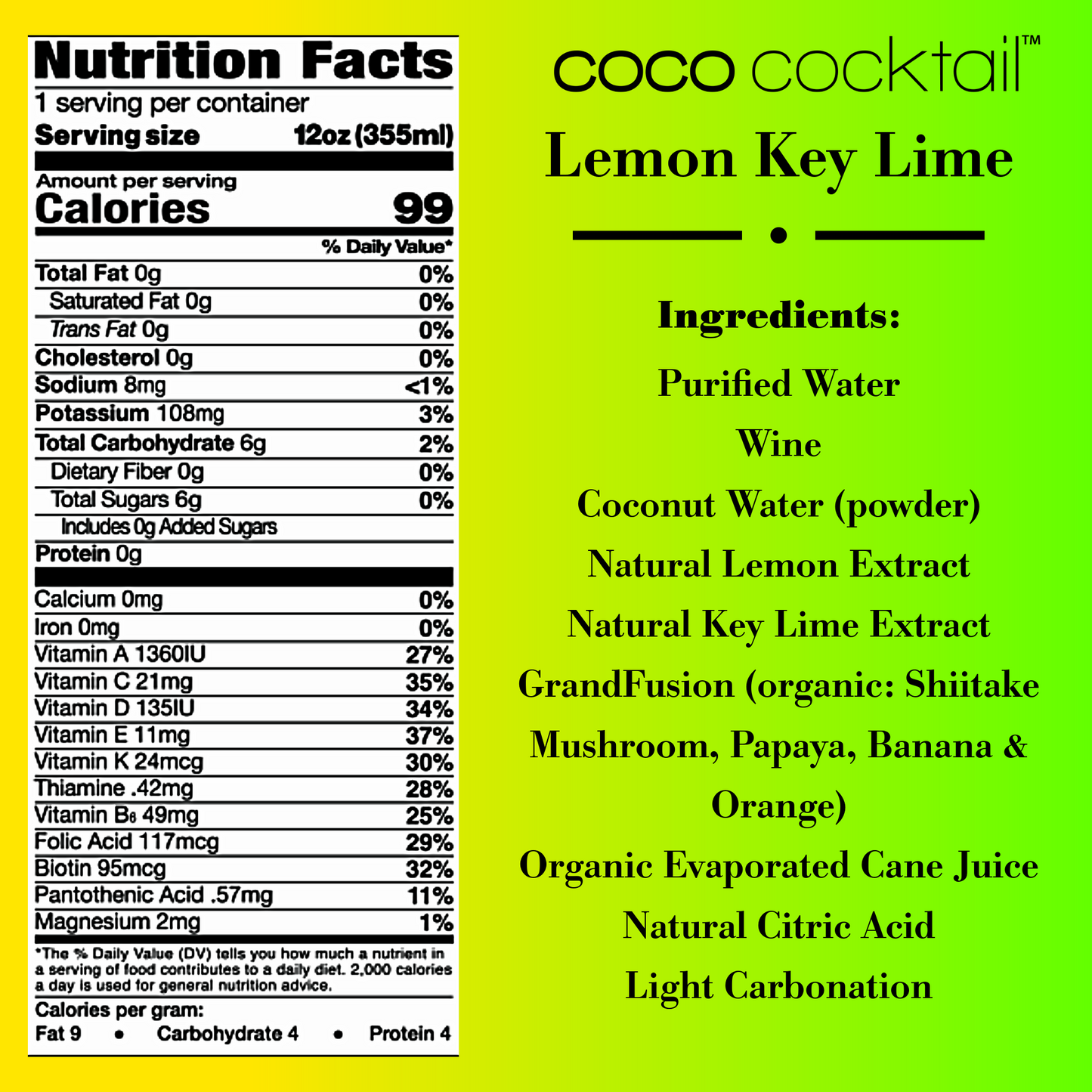 COCO COCKTAIL - Lemon Key Lime (24-can case)