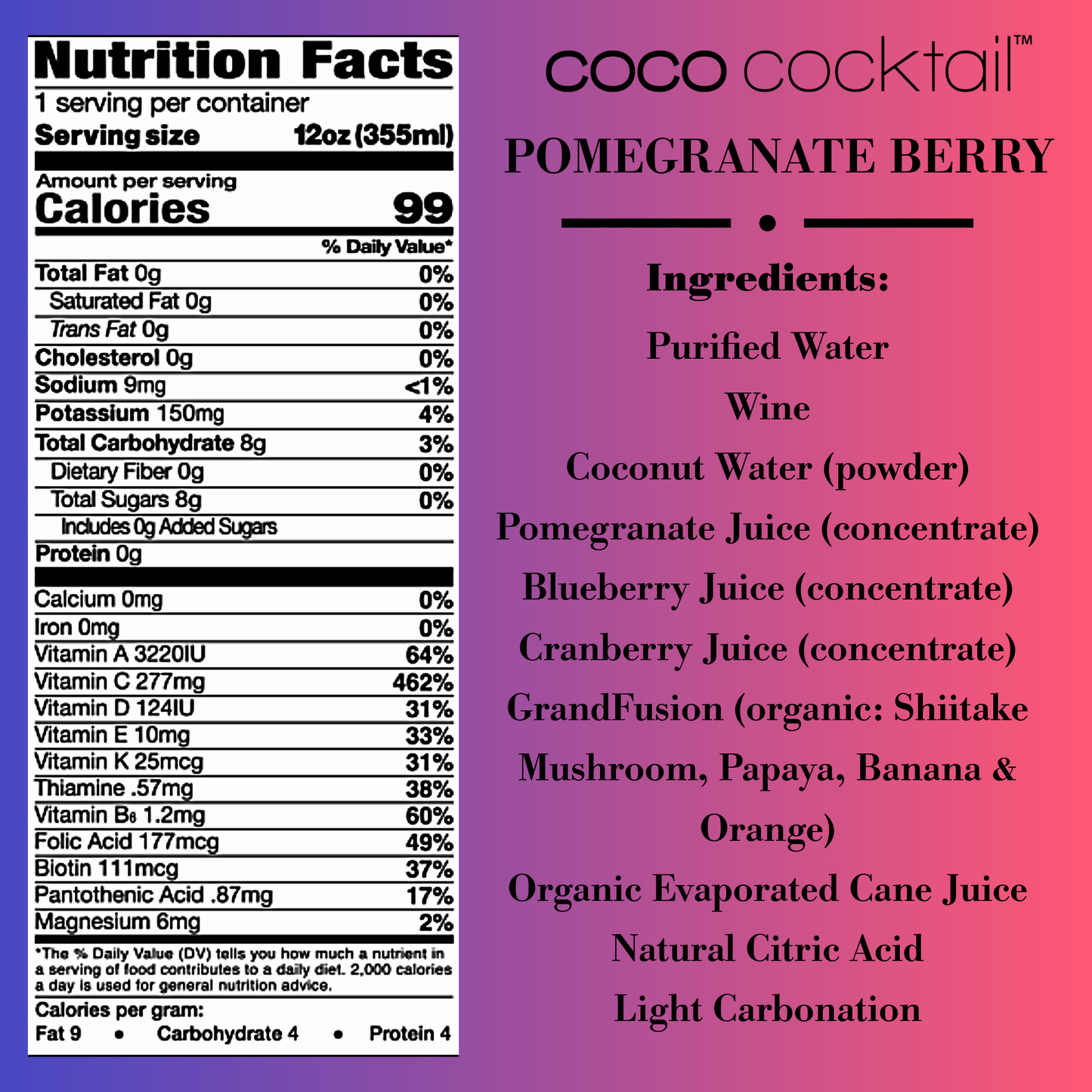 COCO COCKTAIL - POMEGRANATE BERRY (24-can case)